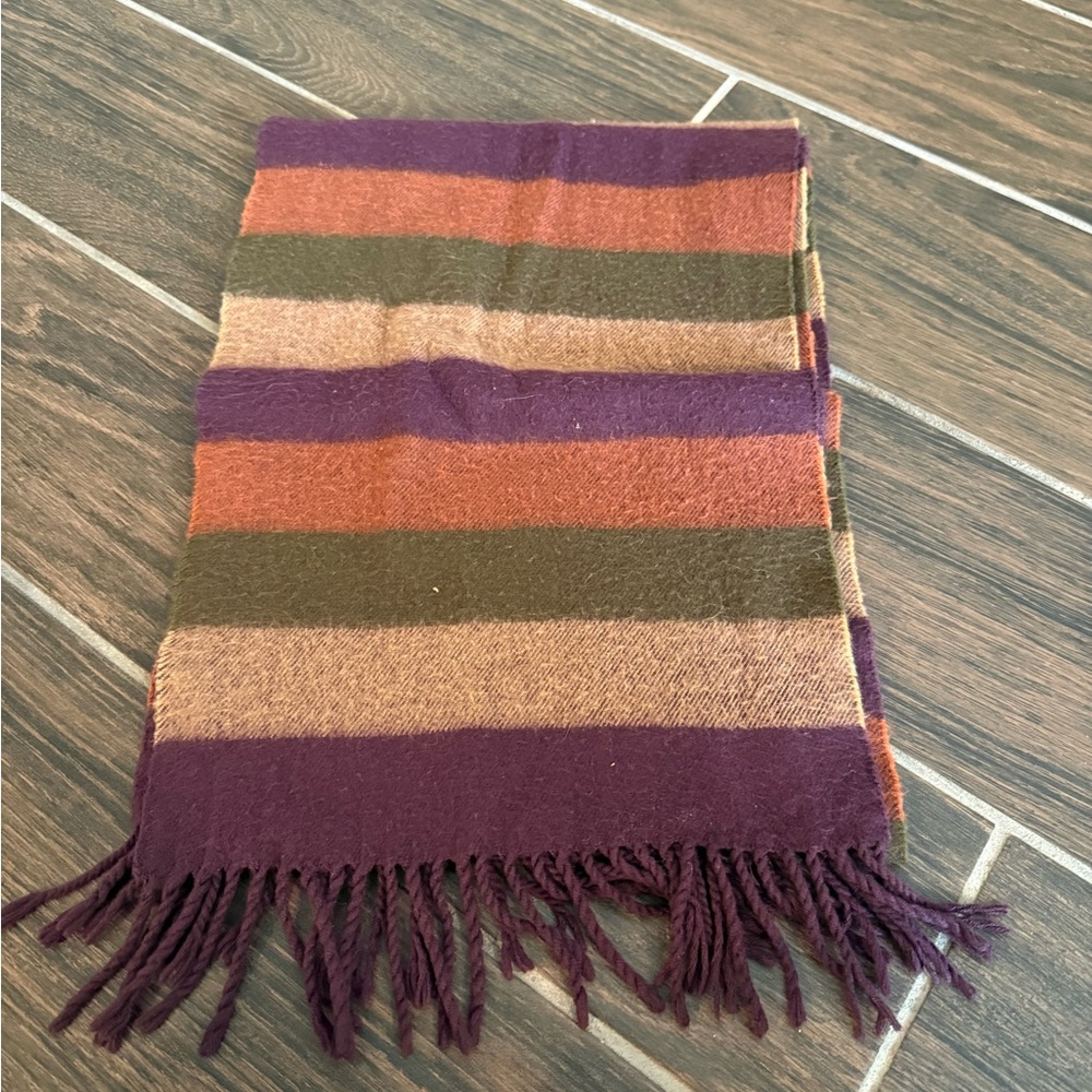 Striped Multicolor Fringe Scarf